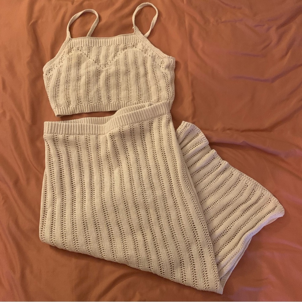 Tan Knit Two-Piece Set